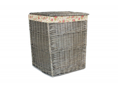 5060248647608 Large Square Laundry Basket With Garden Rose Lining H022R/2 Brambles Cookshop 1