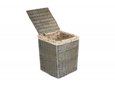 5060248647608 Large Square Laundry Basket With Garden Rose Lining H022R/2 Brambles Cookshop 3