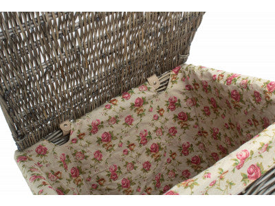 5060248647608 Large Square Laundry Basket With Garden Rose Lining H022R/2 Brambles Cookshop 5
