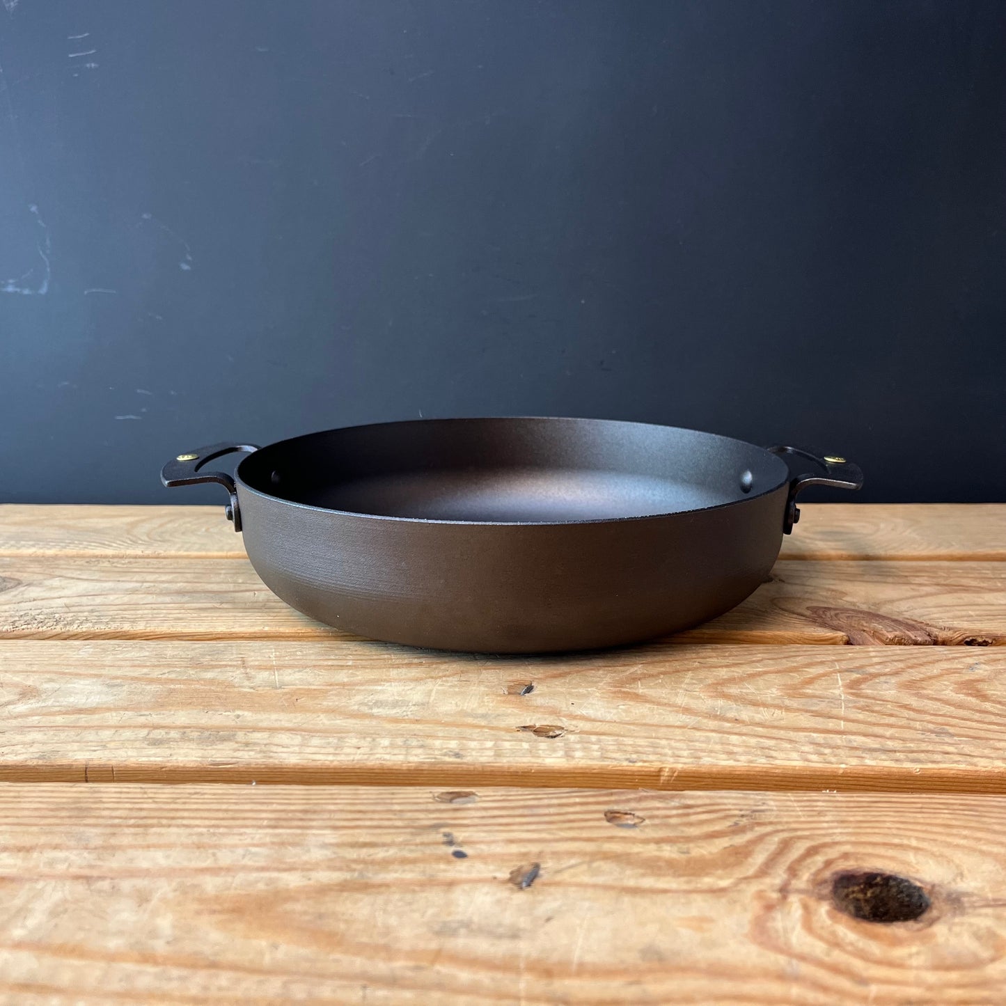 9" (23cm) Chef's Prospector Pan; spun iron, double handled, oven safe