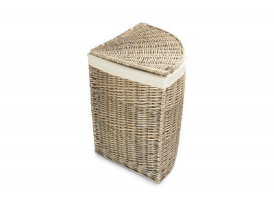 5060248645178 Large Antique Wash Corner Laundry Basket With White Lining H034W/2 Brambles Cookshop 2