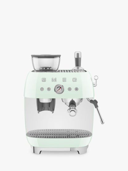 8017709329983 SMEG EGF03 Espresso Coffee Machine with Grinder in Pastel Green EGF03PGUK Brambles Cookshop 1