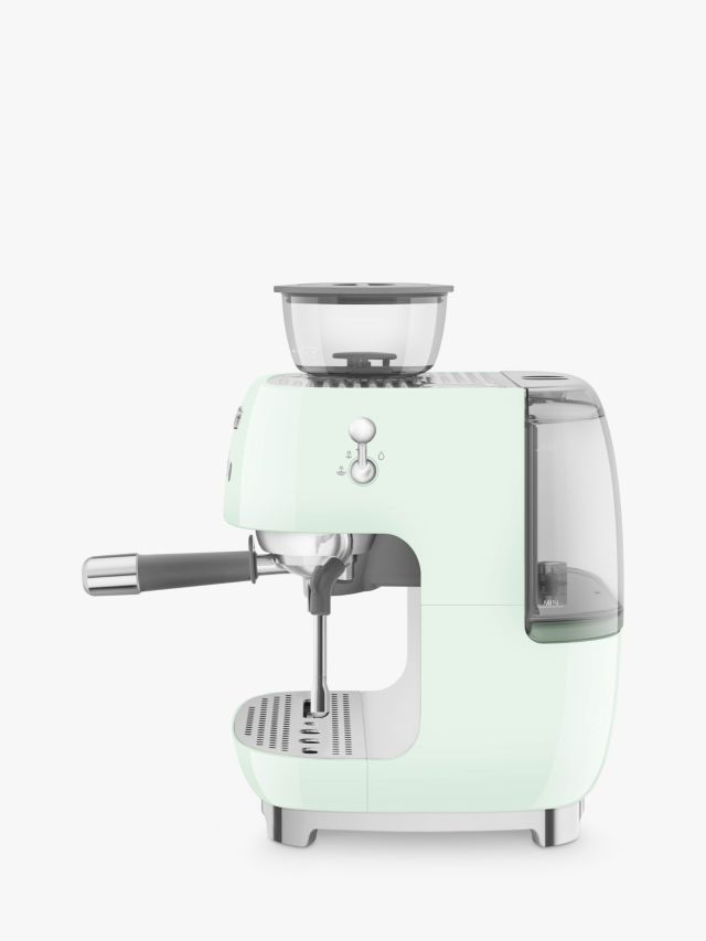 8017709329983 SMEG EGF03 Espresso Coffee Machine with Grinder in Pastel Green EGF03PGUK Brambles Cookshop 2