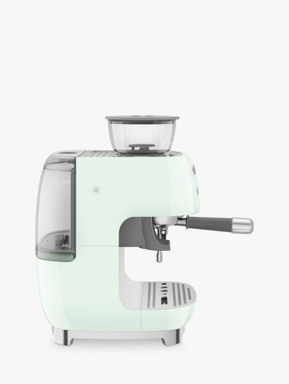 8017709329983 SMEG EGF03 Espresso Coffee Machine with Grinder in Pastel Green EGF03PGUK Brambles Cookshop 3