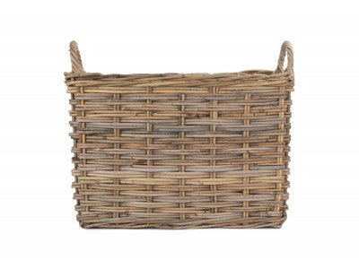 5060428556898 Small Rectangular Grey Rattan Hallway Log Basket RA009/1 Brambles Cookshop 3