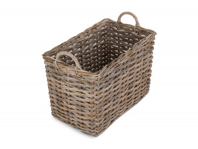 5060428556904 Large Rectangular Grey Rattan Hallway Log Basket RA009/2 Brambles Cookshop 2