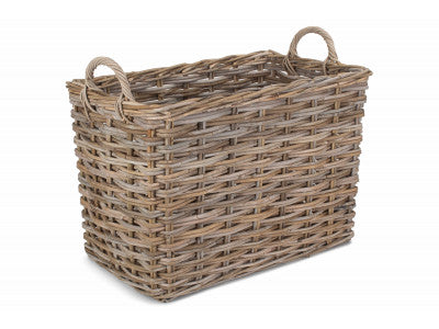 5060428556904 Large Rectangular Grey Rattan Hallway Log Basket RA009/2 Brambles Cookshop 1