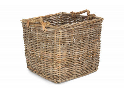 5060428556874 Medium Square Grey Rattan Log Basket RA008/2 Brambles Cookshop 1