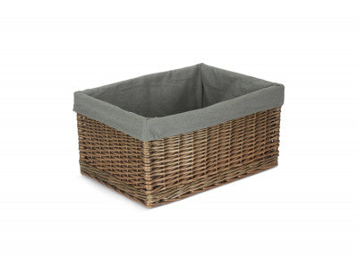 5056341807148 Extra Large Antique Wash Storage Basket With Grey Sage Lining ST019GRY/4 Brambles Cookshop 1