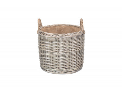 MEDIUM ROUND STRAIGHT-SIDED WICKER LOG / STORAGE BASKET