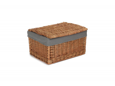 5056341805663 Large Double Steamed Storage Hamper With Grey Sage Lining EH129GRY Brambles Cookshop 1