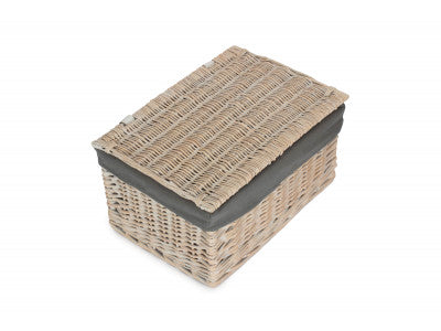 5056341805700 Large White Wash Finish Storage Hamper With Grey Sage Lining EH132GRY Brambles Cookshop 2