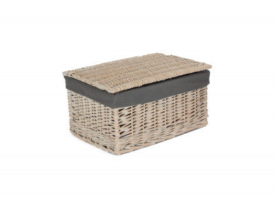 5056341805700 Large White Wash Finish Storage Hamper With Grey Sage Lining EH132GRY Brambles Cookshop 1