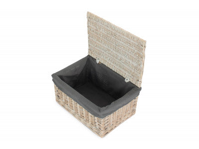 5056341805700 Large White Wash Finish Storage Hamper With Grey Sage Lining EH132GRY Brambles Cookshop 4