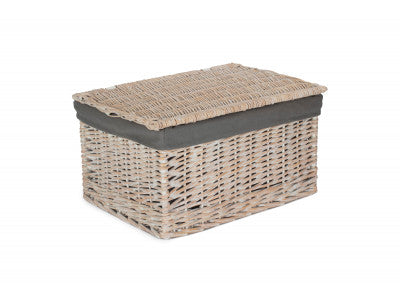 5056341805717 Extra Large White Wash Finish Storage Hamper With Grey Sage Lining EH133GRY Brambles Cookshop 1