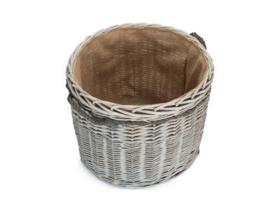 SIZE 2 GREY WASH ROUND STORAGE BASKET