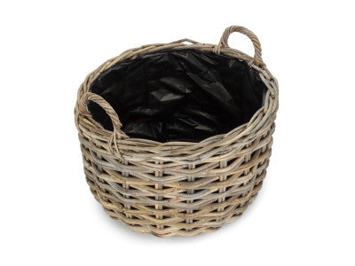LARGE CURVED BASE RATTAN PLANTER with PLASTIC LINING