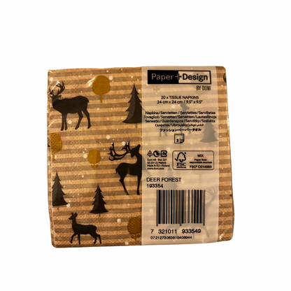 25 Christmas Paper Napkins  - Small - Deer