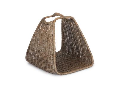 STYLISH ANTIQUE WASH WILLOW LOG BASKET CRADLE