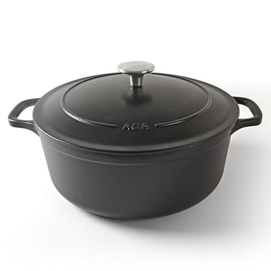 W3911 AGA Cast Iron 26cm round casserole matt black