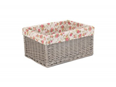 5060428550339 Extra Large Antique Wash Storage Basket With Garden Rose Lining ST019R/4 Brambles Cookshop 1