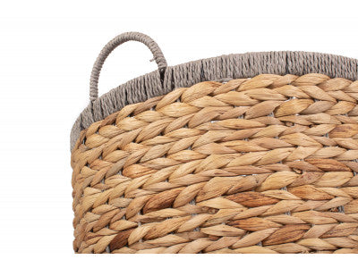 5060428559028 Large Round Water Hyacinth Storage Basket With Grey Rope Border WH021/2 Brambles Cookshop 4