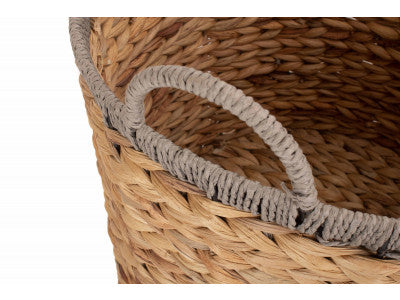 5060428559028 Large Round Water Hyacinth Storage Basket With Grey Rope Border WH021/2 Brambles Cookshop 5