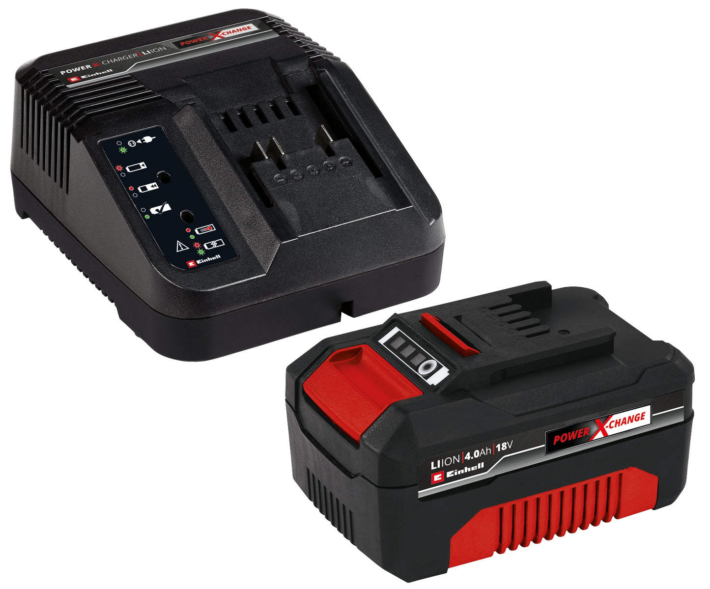 4006825613704 EINHELL Einhell Power X-Change 18V, 4.0Ah Lithium-Ion Battery Starter Kit - Battery and Charger Set - Universally Compatible With All Einhell PXC Power Tools And Garden Machines 4512042 Brambles Cookshop 1