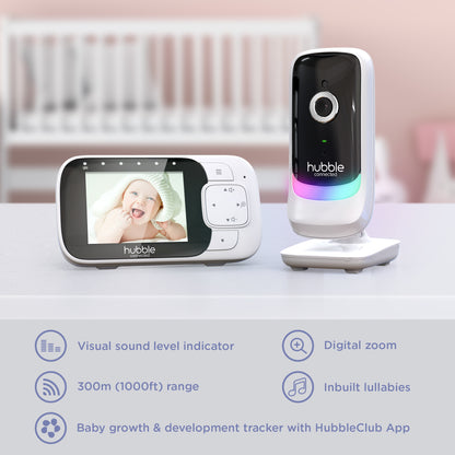 5012786049499 HUBBLE  Nursery View Glow 2.8 Video Baby Monitor White 5012786049499 Brambles Cookshop 2