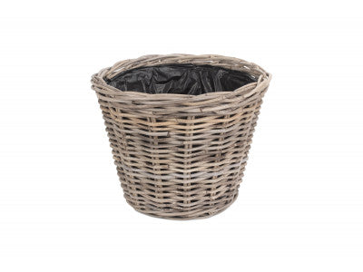 5056341801221 Large Tapered Rattan Round Planter With Plastic Lining RA031/2 Brambles Cookshop 1