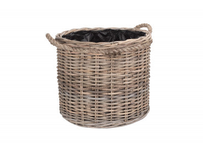 5056341801153 Medium Rope Handled Rattan Round Planter With Plastic Lining RA029/1 Brambles Cookshop 1