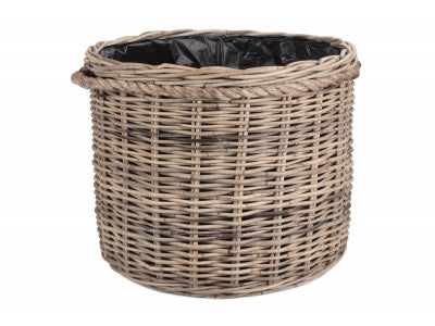 5056341801160 Large Rope Handled Rattan Round Planter With Plastic Lining RA029/2 Brambles Cookshop 1