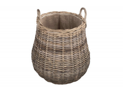 5056341801061 Pot-Bellied Cordura Lined Rattan Log Basket RA025 Brambles Cookshop 3