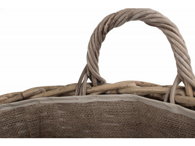 5056341801061 Pot-Bellied Cordura Lined Rattan Log Basket RA025 Brambles Cookshop 4