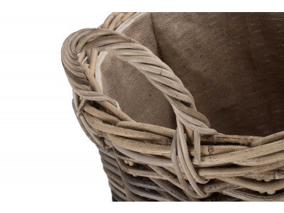 5056341801061 Pot-Bellied Cordura Lined Rattan Log Basket RA025 Brambles Cookshop 5