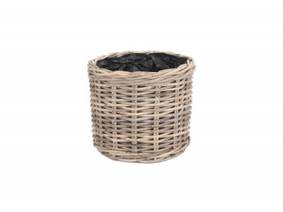 5056341801191 Medium Rattan Round Planter With Plastic Lining RA030/2 Brambles Cookshop 1