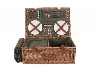 5060428550988 4 Person Green Tweed Hamper FH069 Brambles Cookshop 3