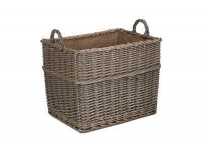 5056341800170 Large Rectangular Lined Wicker Log / Storage Basket ST064 Brambles Cookshop 1