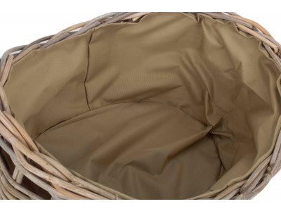 5056341801085 Small Boat Shaped Rattan Log Basket With Cordura Lining RA026/1 Brambles Cookshop 5