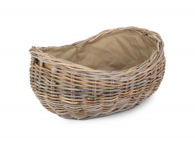 5056341801092 Large Boat Shaped Rattan Log Basket With Cordura Lining RA026/2 Brambles Cookshop 1