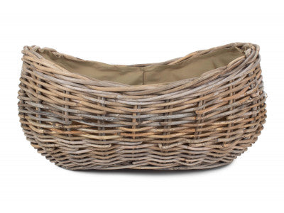 5056341801092 Large Boat Shaped Rattan Log Basket With Cordura Lining RA026/2 Brambles Cookshop 3