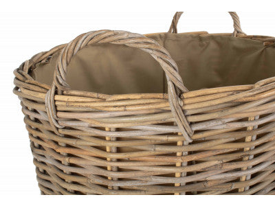 5056341801030 Large Cordura Lined Tall Round Fireside Rattan Log Basket RA010L/2 Brambles Cookshop 4