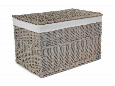 28" Grey Wash Storage Hamper