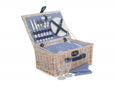 5056341803348 Blue & White Gingham 2 Person Fitted Hamper FH128 Brambles Cookshop 1