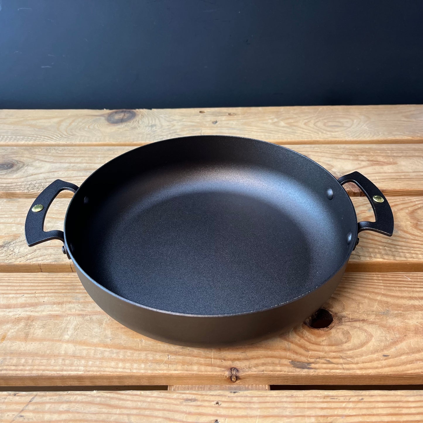 9" (23cm) Chef's Prospector Pan; spun iron, double handled, oven safe