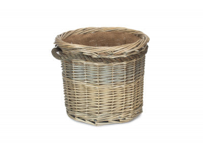 5060248649466 Medium Antique Wash Round Rope Handled Log Basket W047 Brambles Cookshop 1