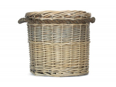 5060248649466 Medium Antique Wash Round Rope Handled Log Basket W047 Brambles Cookshop 2