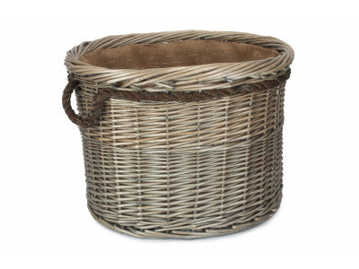 5060428551039 Extra Large Antique Wash Round Rope Handled Log Basket W049 Brambles Cookshop 1