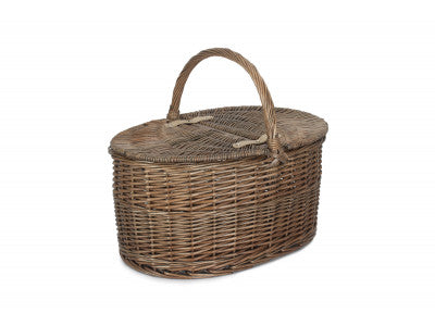 5060248646038 Deep Antique Wash Oval Picnic Basket EH055 Brambles Cookshop 1