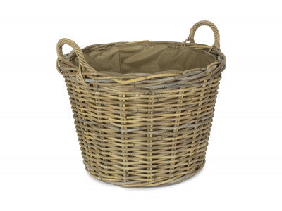 5056341804277 Round Grey Rattan Log Basket With Cordura Lining RA004L Brambles Cookshop 1